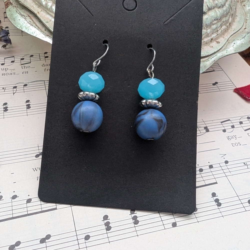 Blue and Turquoise Beaded Earrings